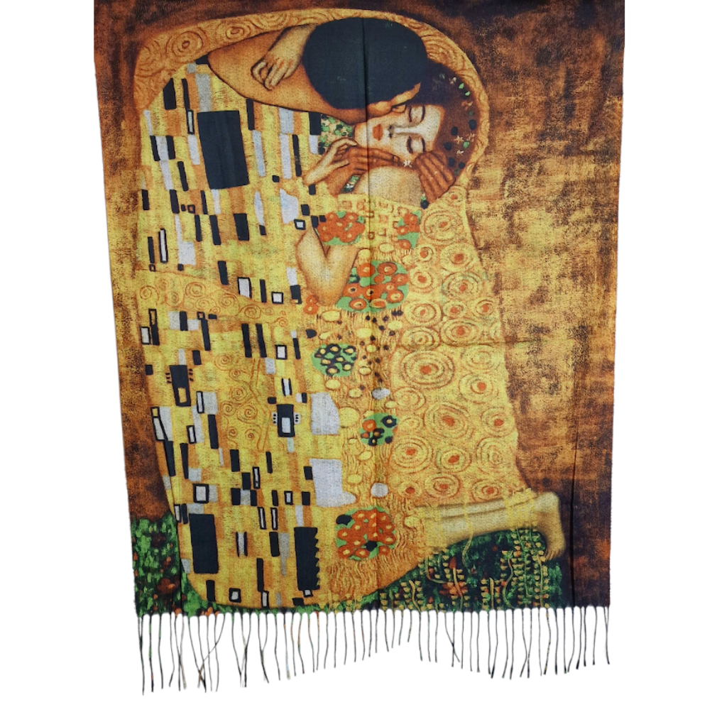 Warmer Schal mit Kunstmuster "Der Kuss" von "Gustav Klimt"