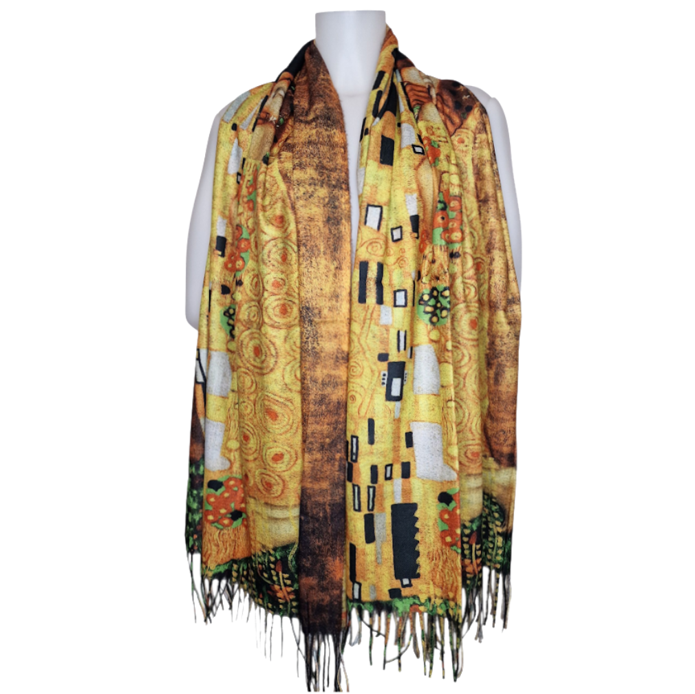 Warmer Schal mit Kunstmuster "Der Kuss" von "Gustav Klimt"