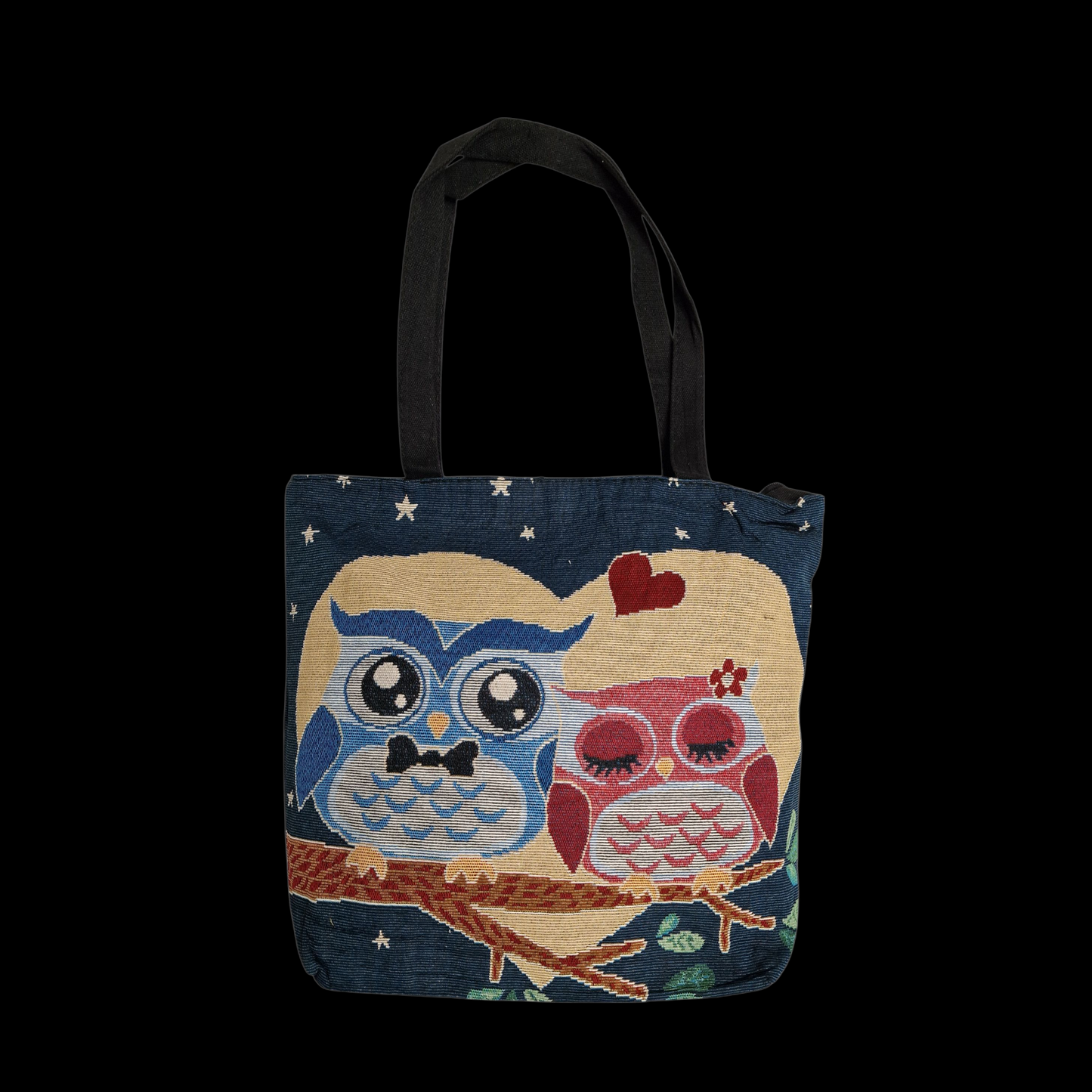Jute Einkaufstasche Eule "Owls in Love" blau