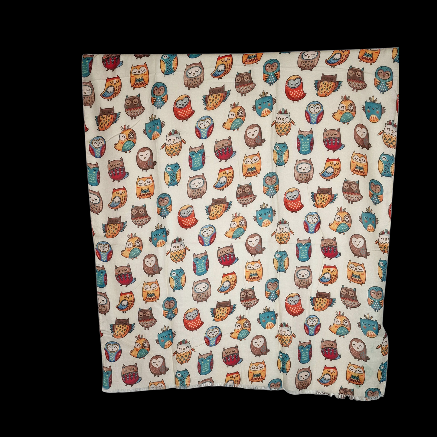 Kuscheliger Schal mit Eulen Motiv beige 180x90 cm