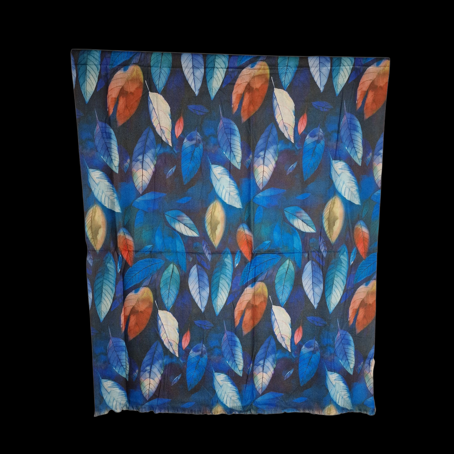 Kuscheliger Schal mit Blattmotiv blau 180x80 cm