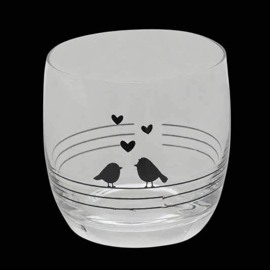 Zauberhaftes Trinkglas Vögel mit Herzen 260 ml