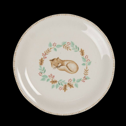 Frühstücksteller schlafender Fuchs 20 cm vintage