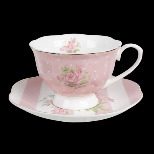 Vintage Sammeltasse Tasse mit Untertasse romantisch Rosen 200 ml
