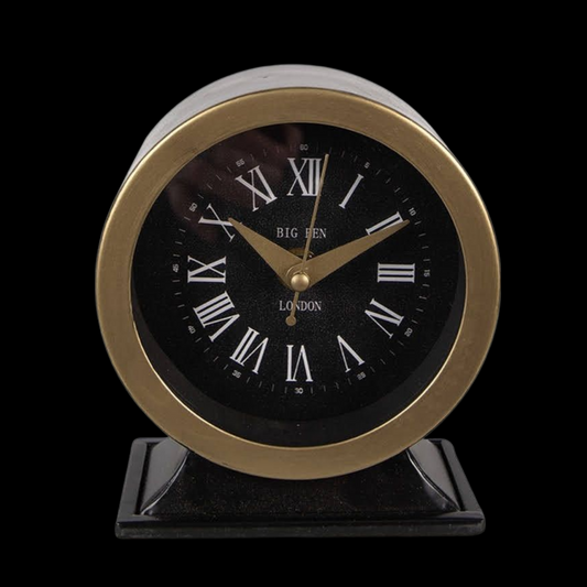 Retro Tischuhr 20s elegant in schwarz-gold Eisen 14 cm