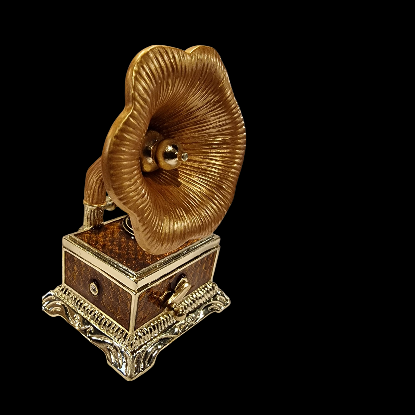 Vintage Schmuckkästchen aus Metall Grammophon