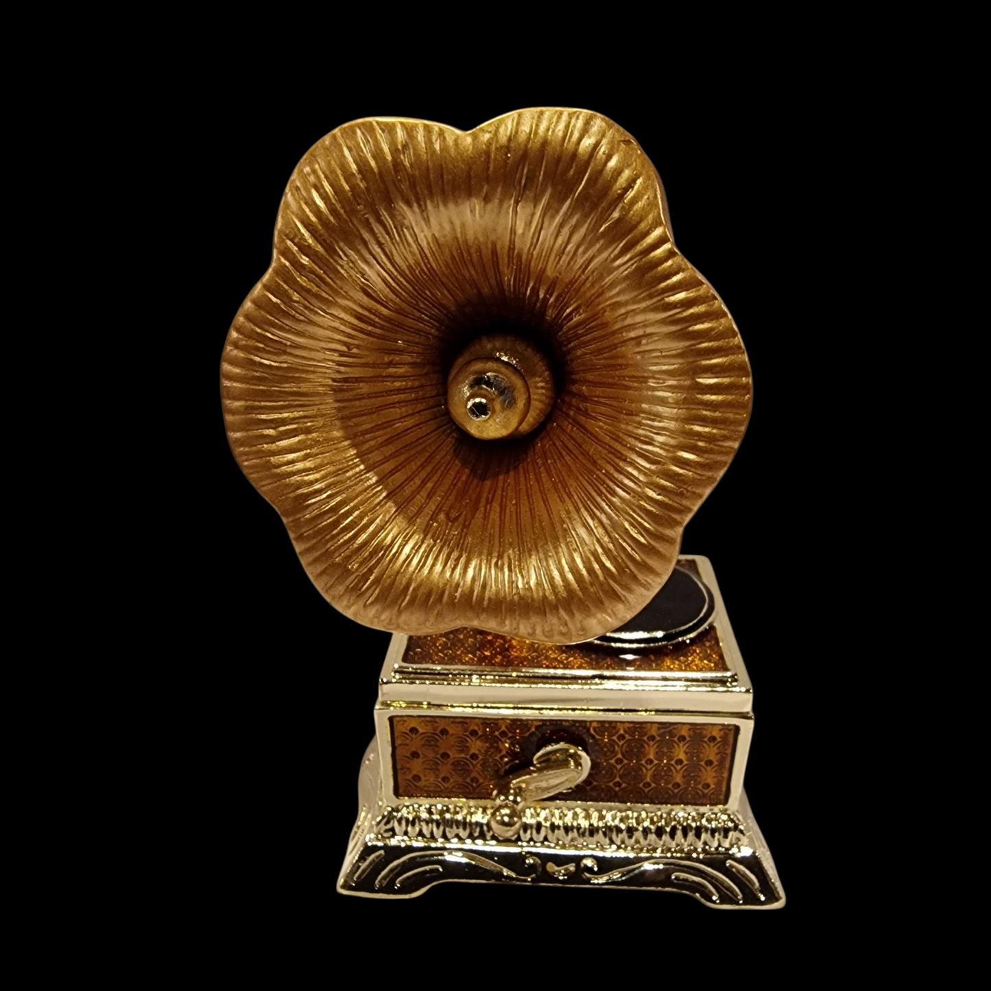 Vintage Schmuckkästchen aus Metall Grammophon