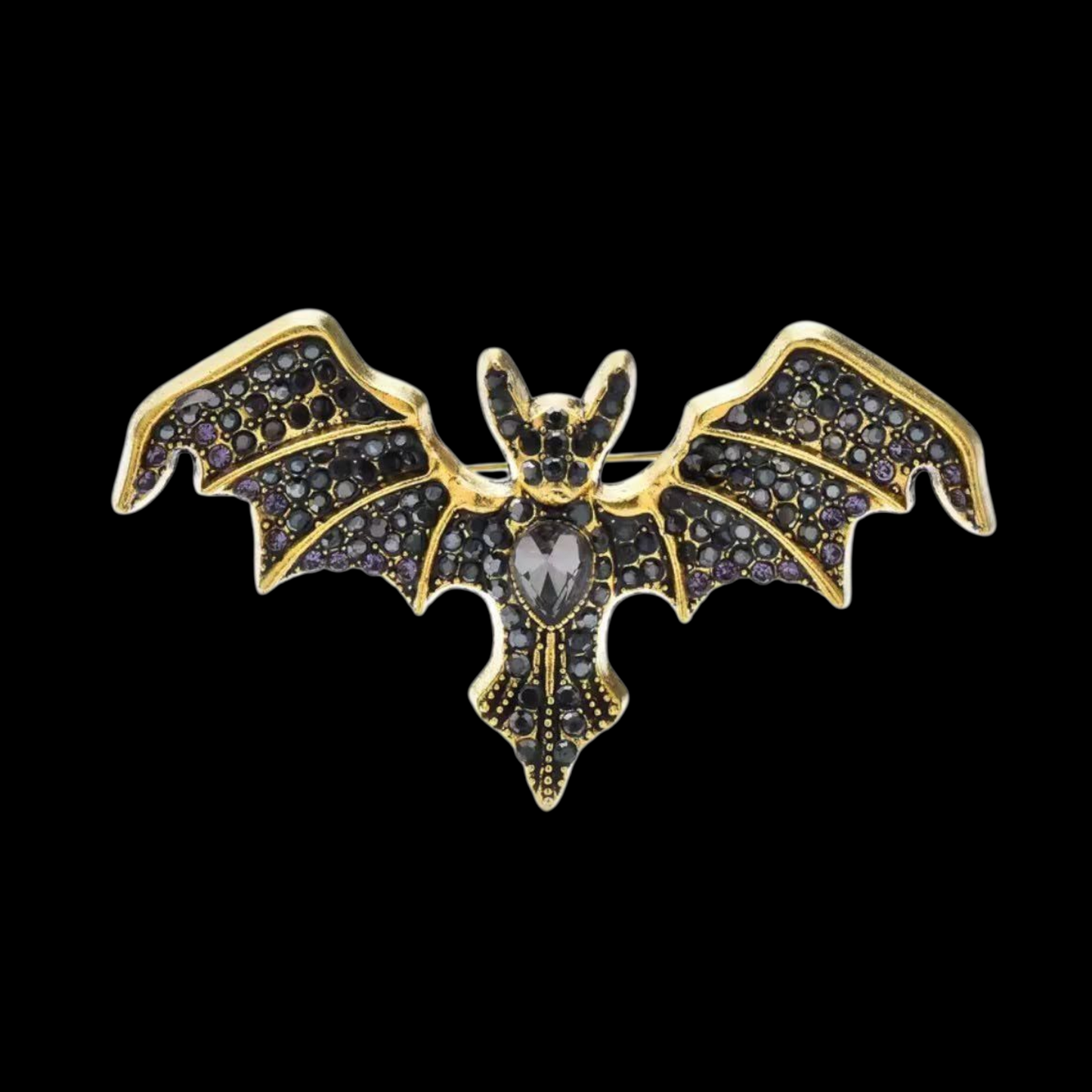 Schwarz goldenen Fledermaus Brosch im Vintagestil