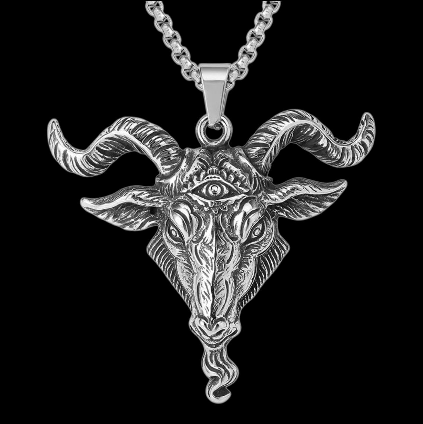 Düster Luzifer Baphomet Anhänger mit Kette Edelstahl