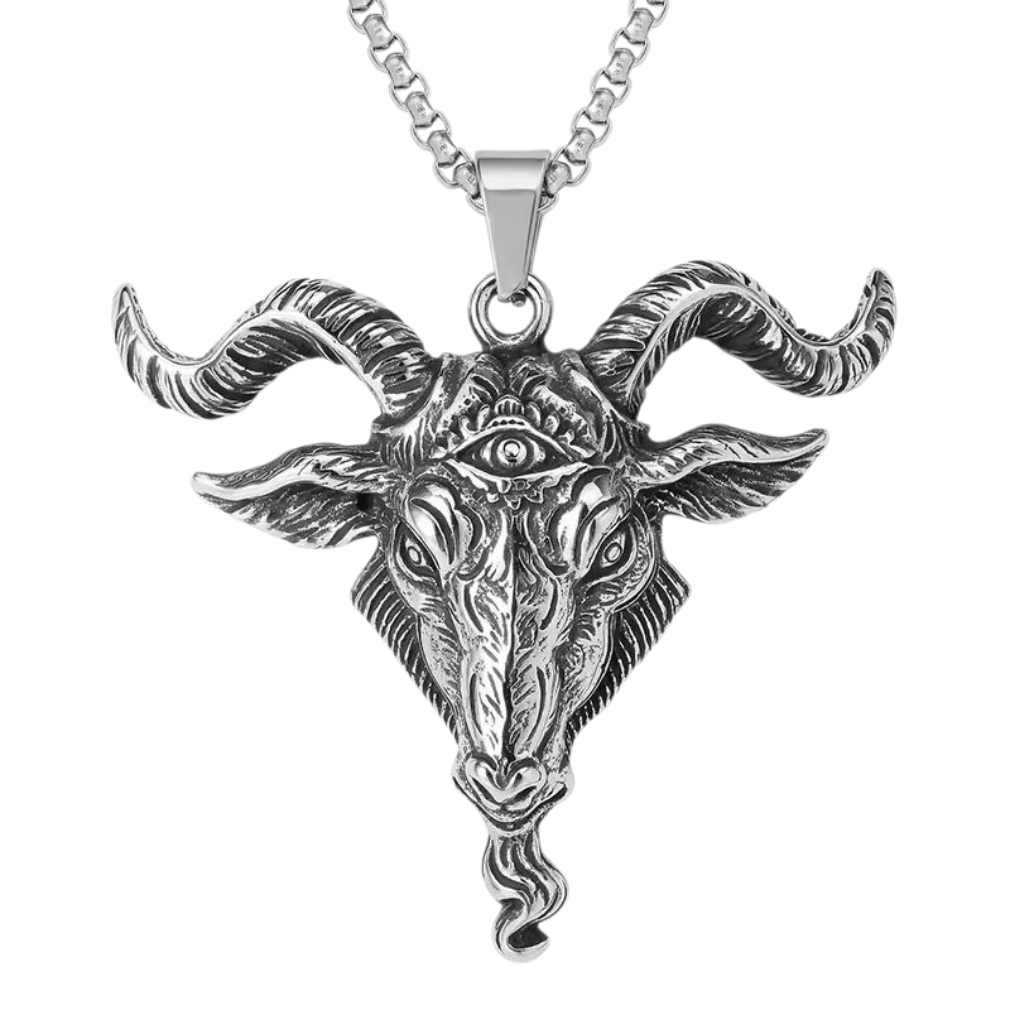 Düster Luzifer Baphomet Anhänger mit Kette Edelstahl