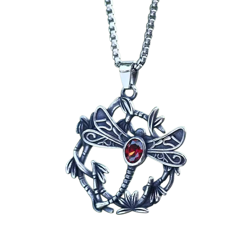 Vintage Anhänger Libelle mit Kette aus Edelstahl