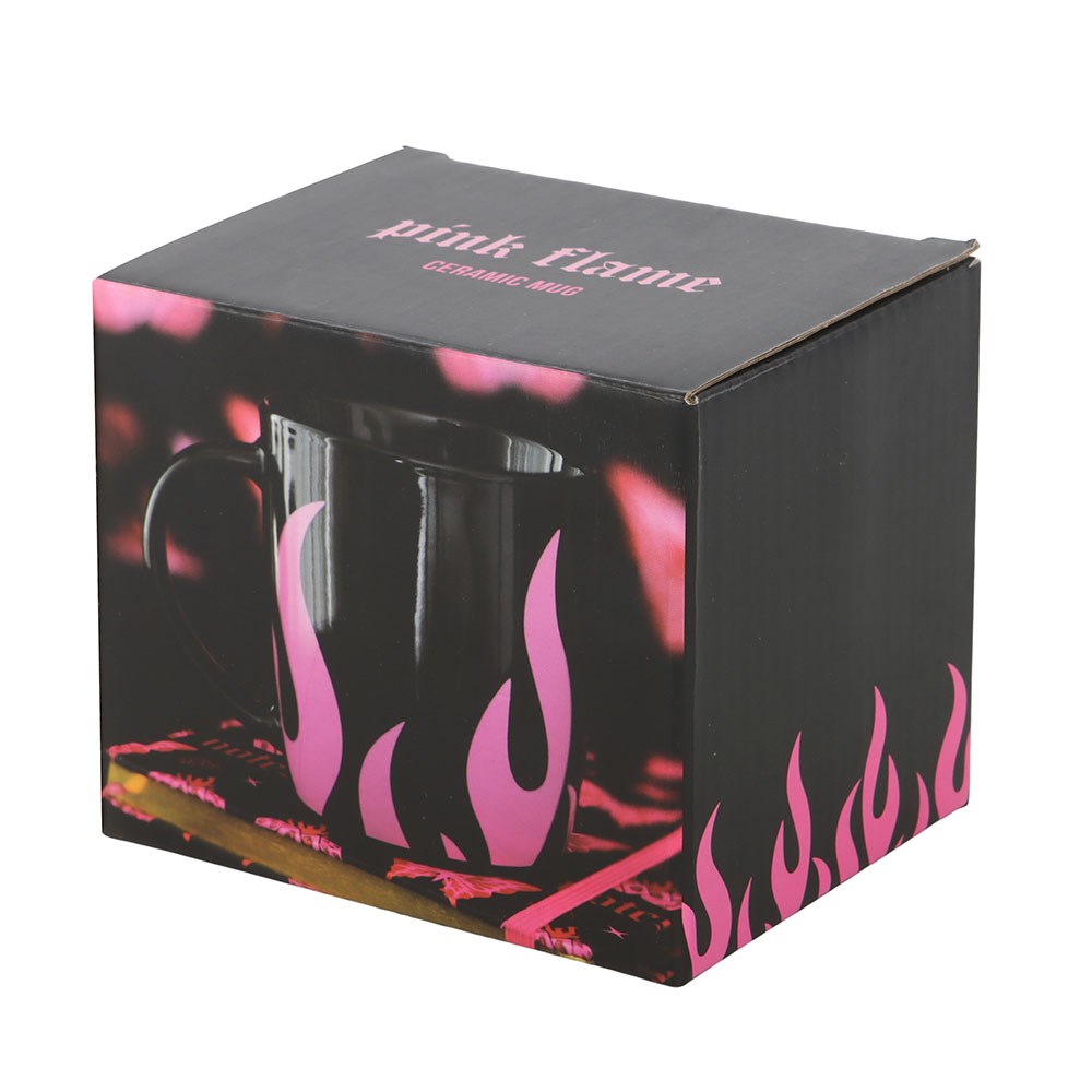 Pink Flame Ceramic Mug Keramiktasse Schwarz mit Flammen