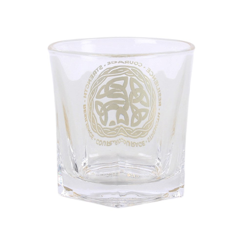 Whiskyglas mit keltischem Schildknoten und Kork-Untersetzer Wikinger Trinkglas