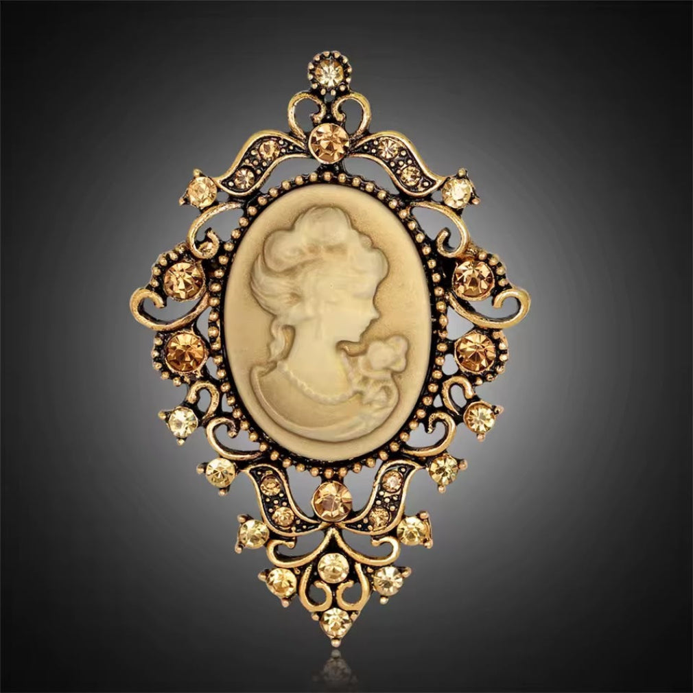 Vintage Brosche Cameo goldfarben