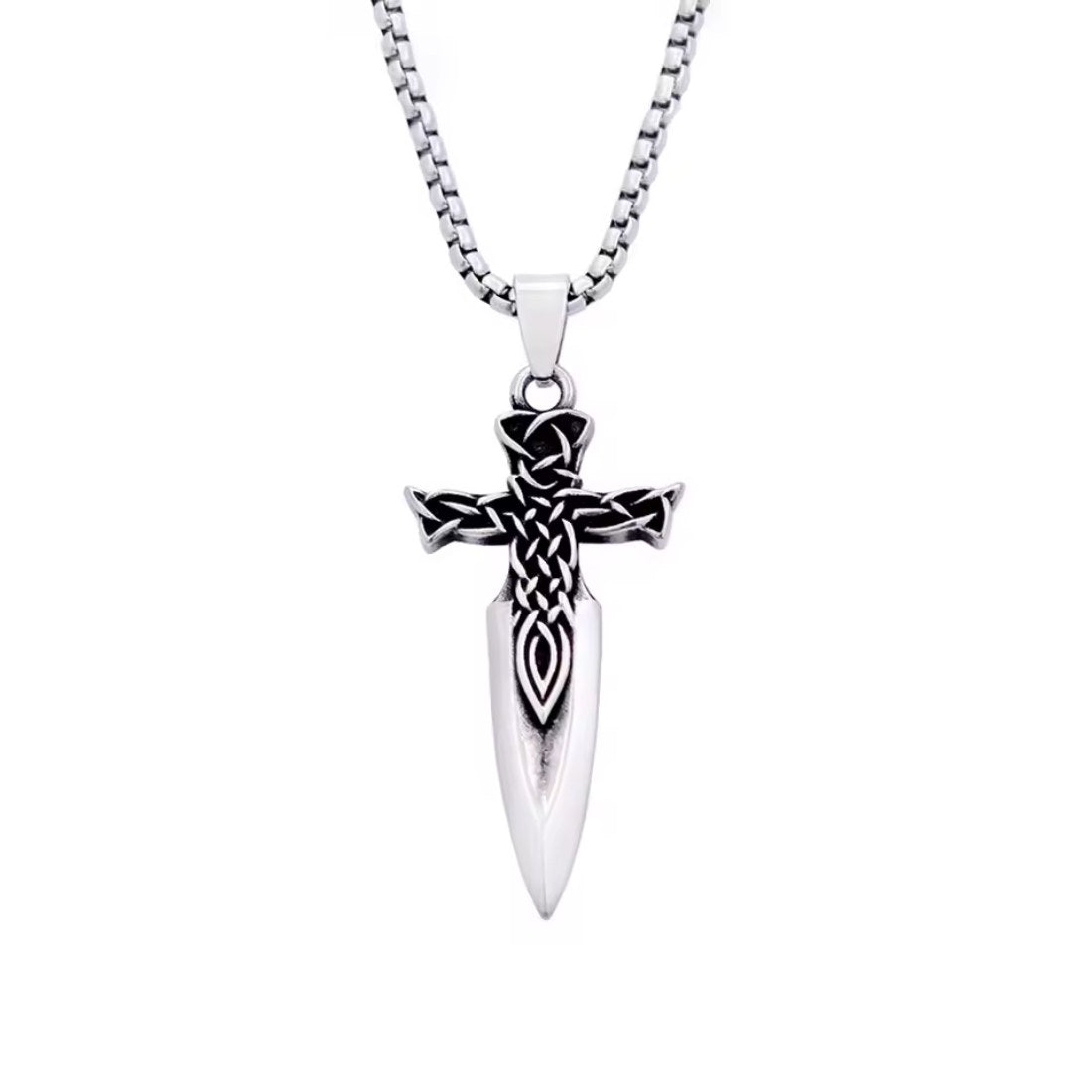 Mystischer Schwert Anhänger mit Kette Edelstahl Wikinger