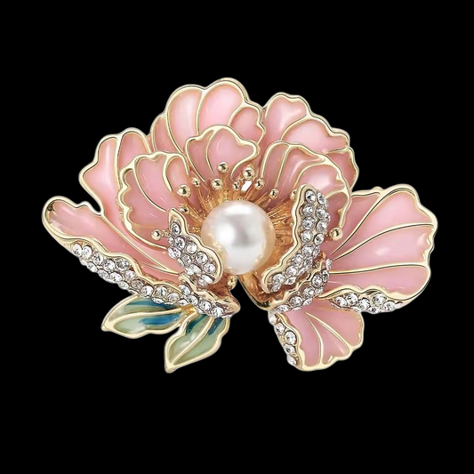 Vintage Brosche Lotusblüte in rosé