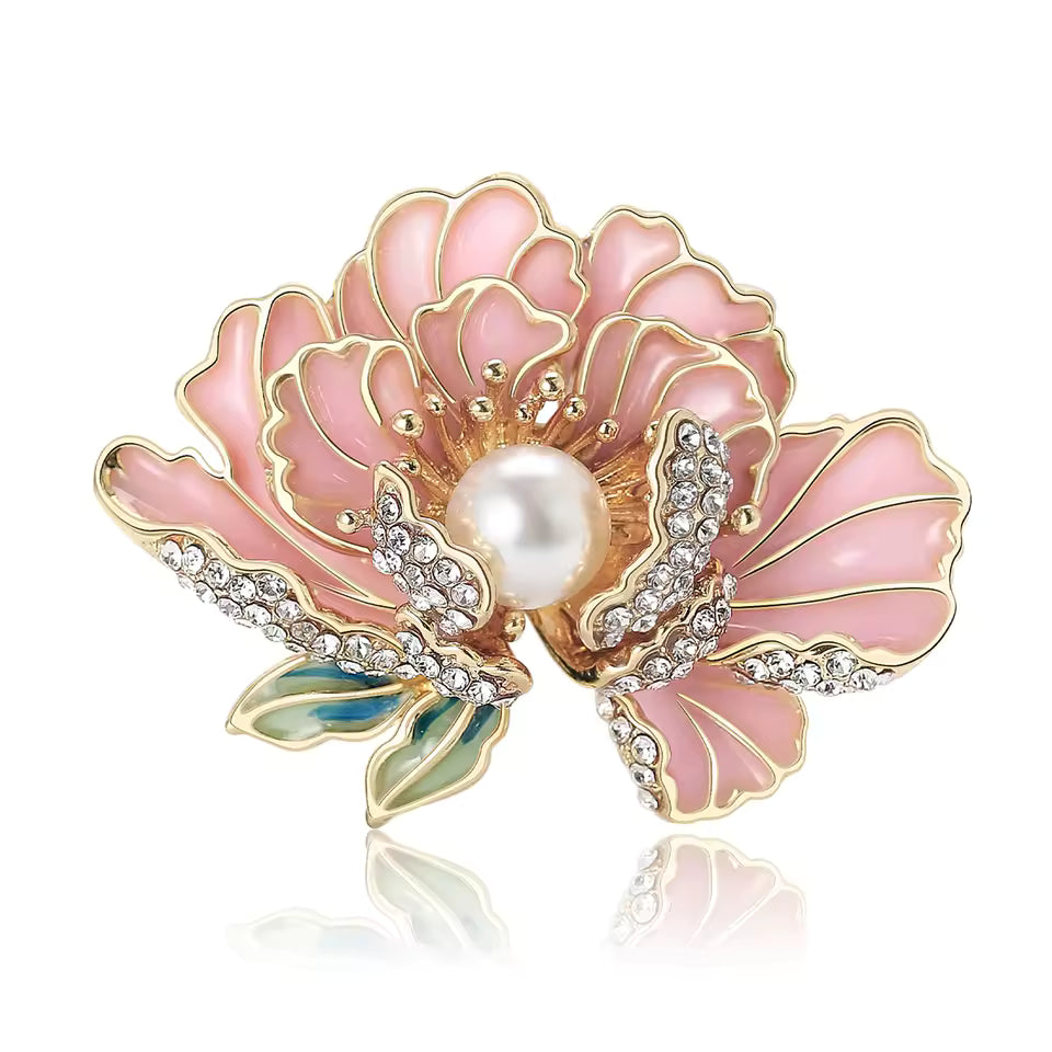 Vintage Brosche Lotusblüte in rosé