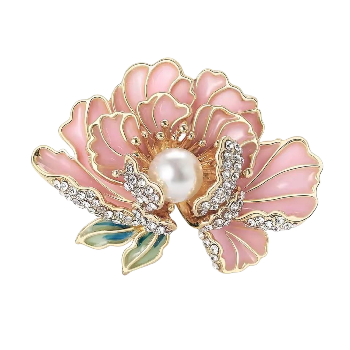 Vintage Brosche Lotusblüte in rosé