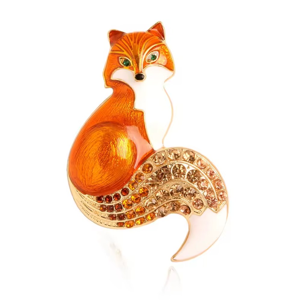 Nostalgische Brosche Fuchs orange