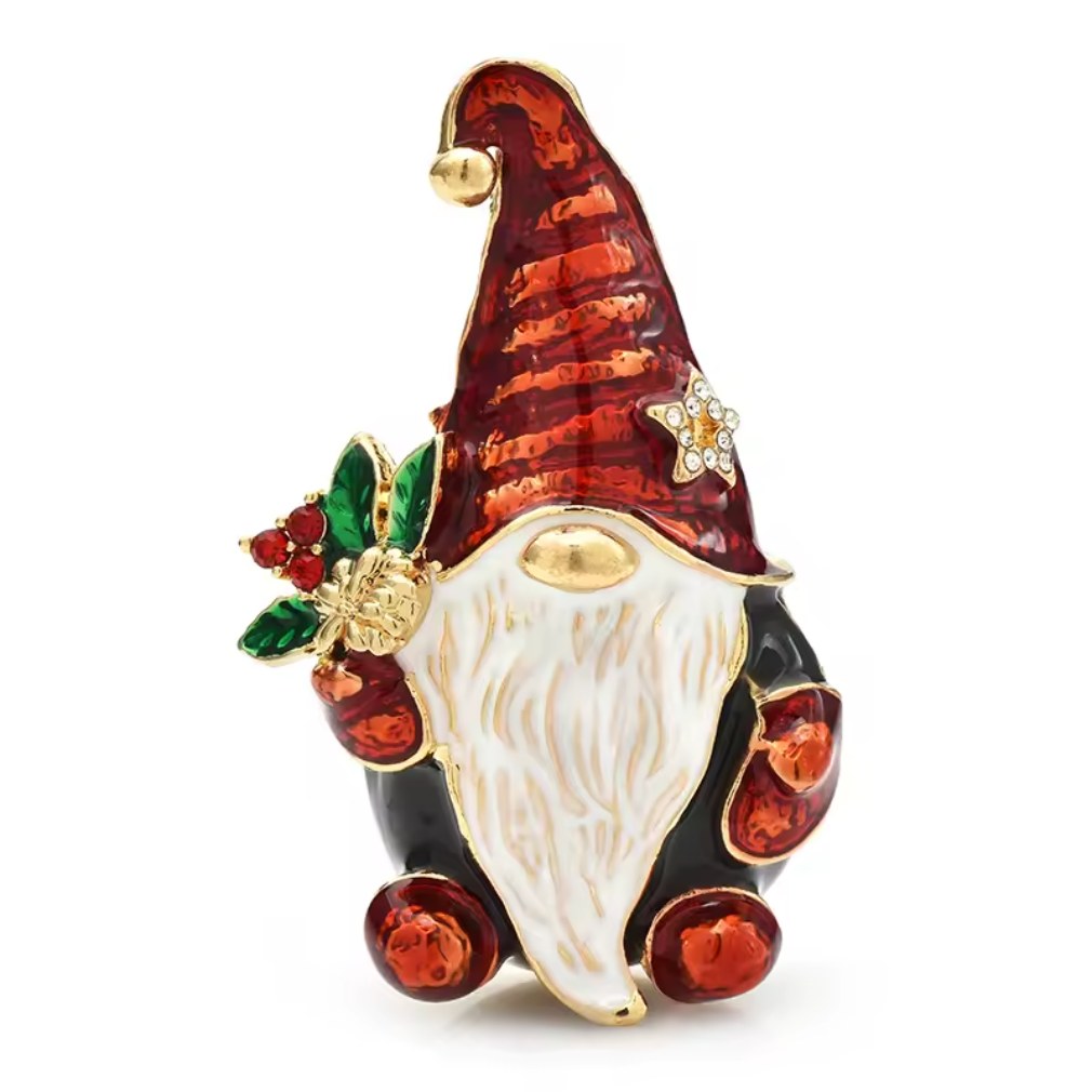Festliche Brosche kleiner Gnom Weihnachtsbrosche