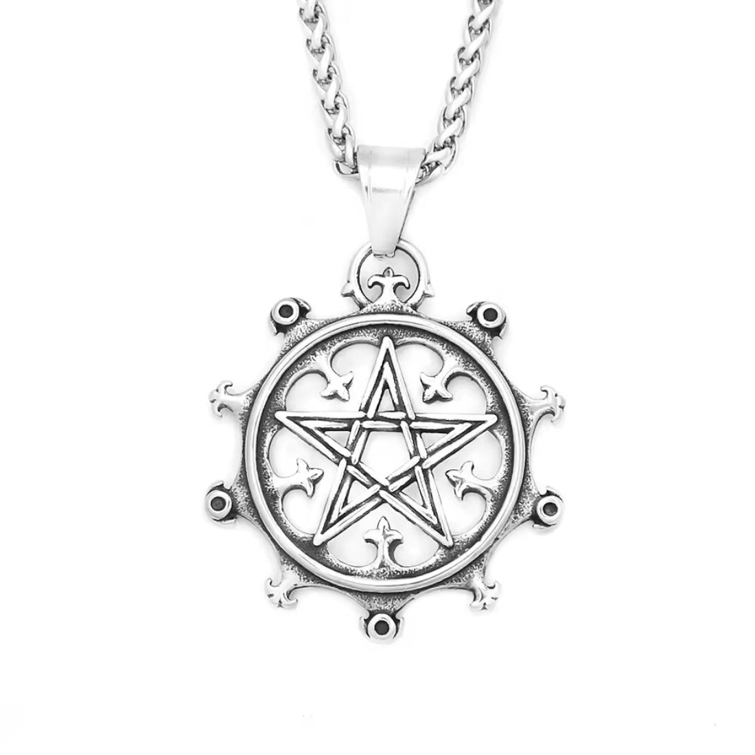 Historisch Pentagramm Halskette "gotik" silber Edelstahl