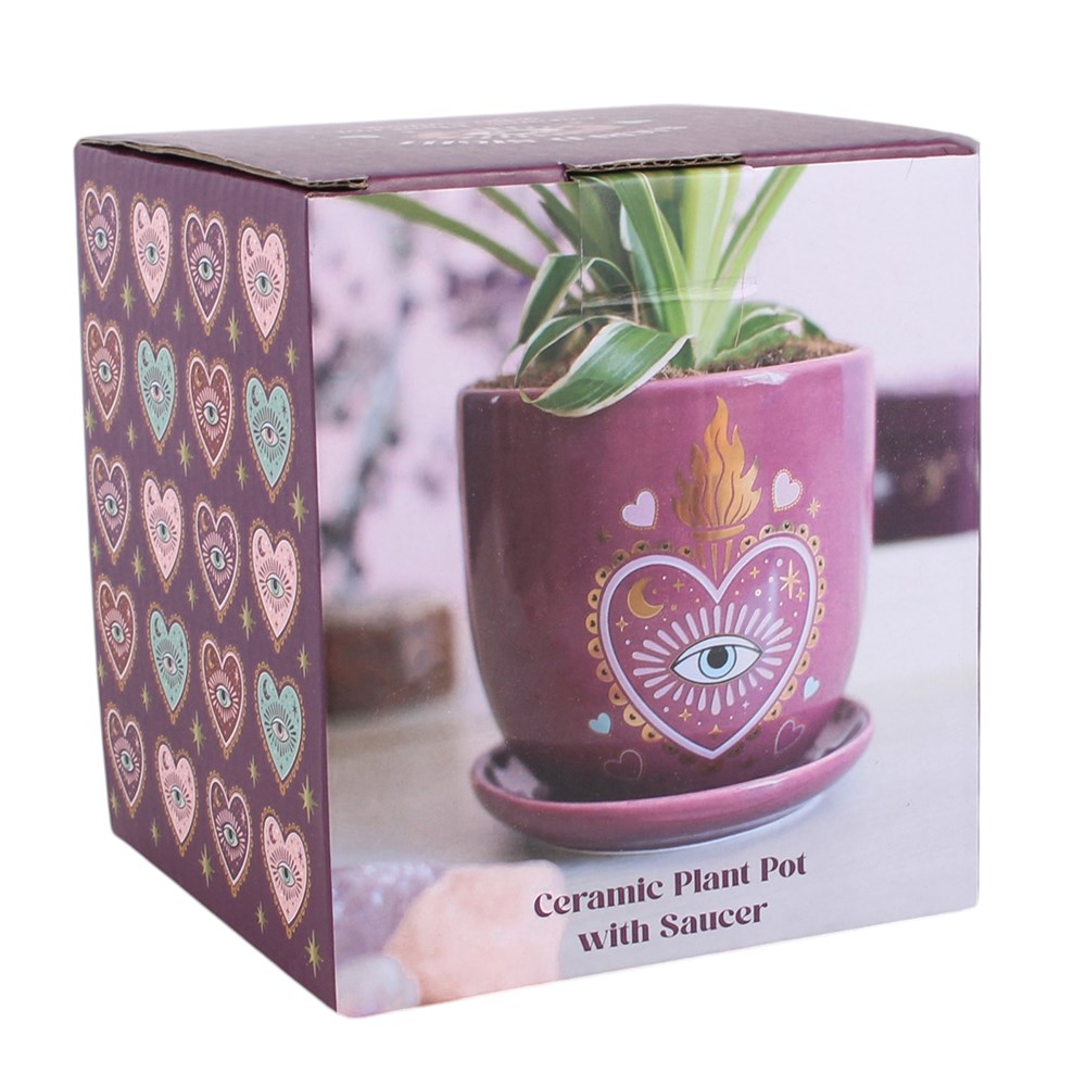 Sacred Sight Blumentopf mit Untersetzer und Herz-Augen-Motiv Witchy