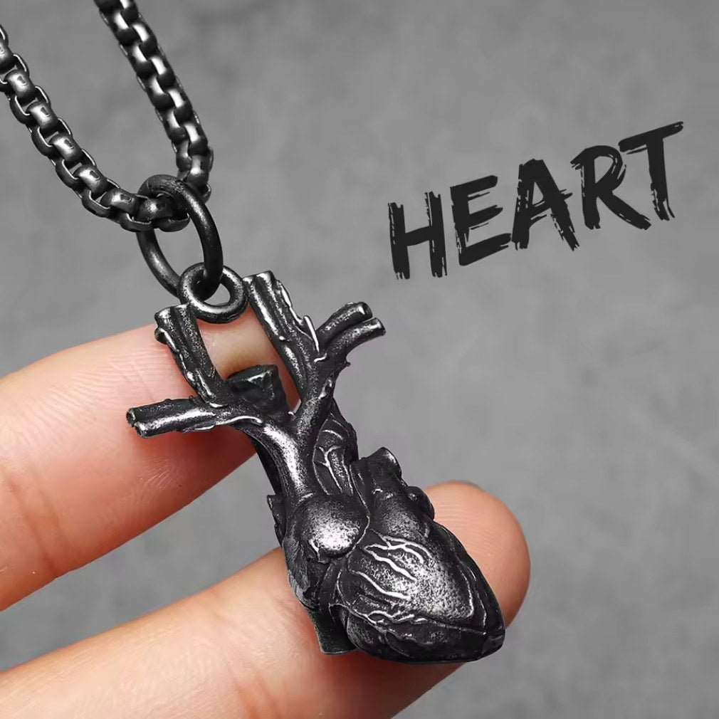 Anatomical Heart - Haleskette Medaillon Anatomisches Herz vintage