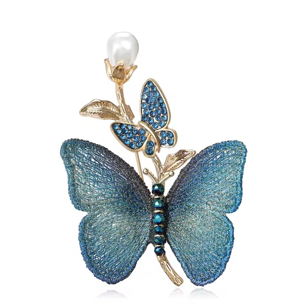 Schmetterlings Brosche vintage in blau-gold