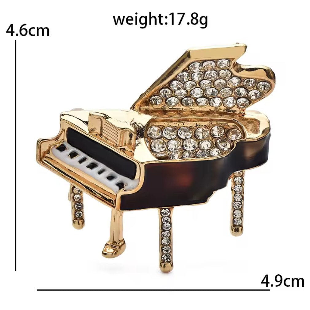 Elegante Flügel Klavier Brosche mit Strass im Vintage-Stil