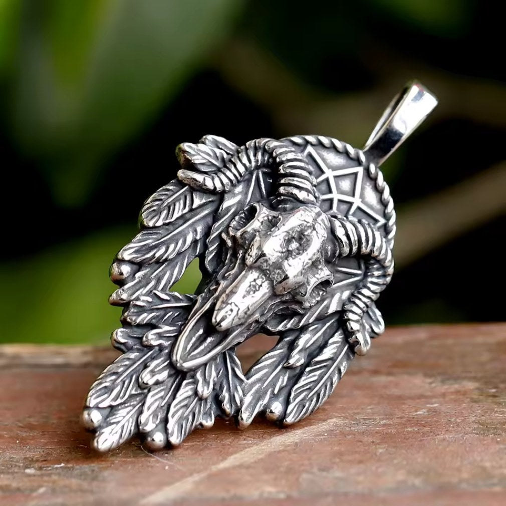 Baphomet Ram Skull Pentagram Halskette mit Anhänger Edelstahl