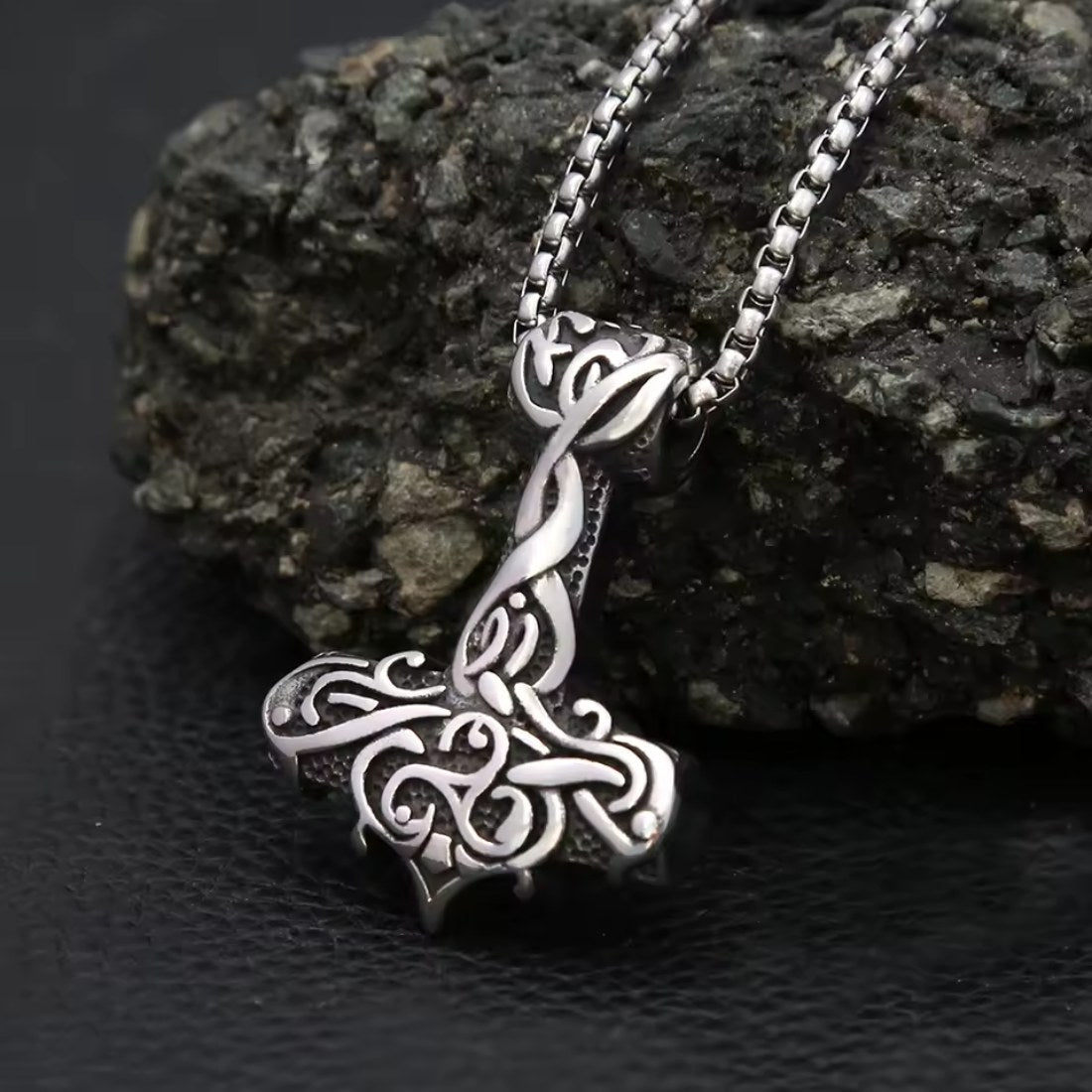 Edelstahl Wikinger Halskette Thorshammer mit Kette