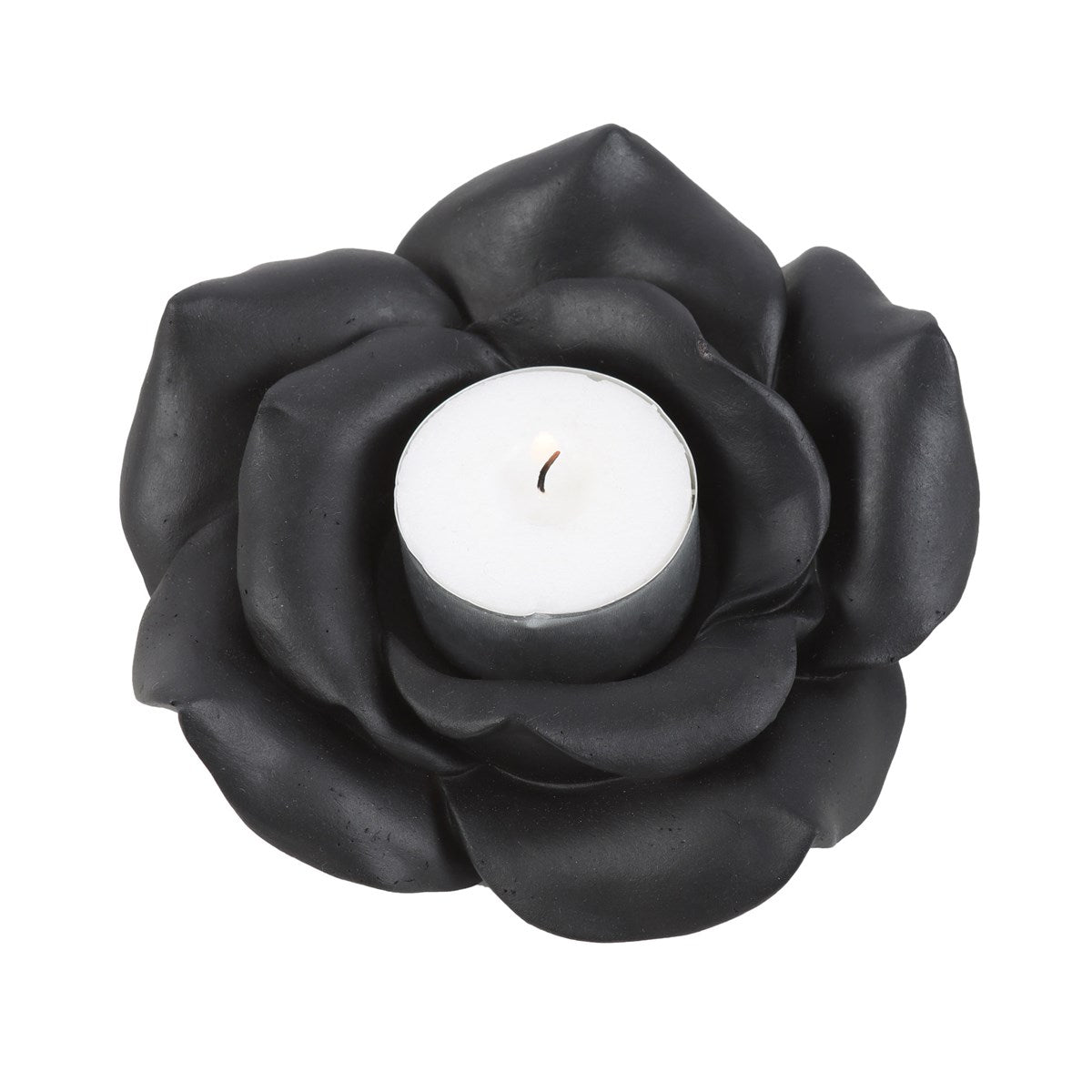 Teelichtkalter schwarze Rose Gothic Deko