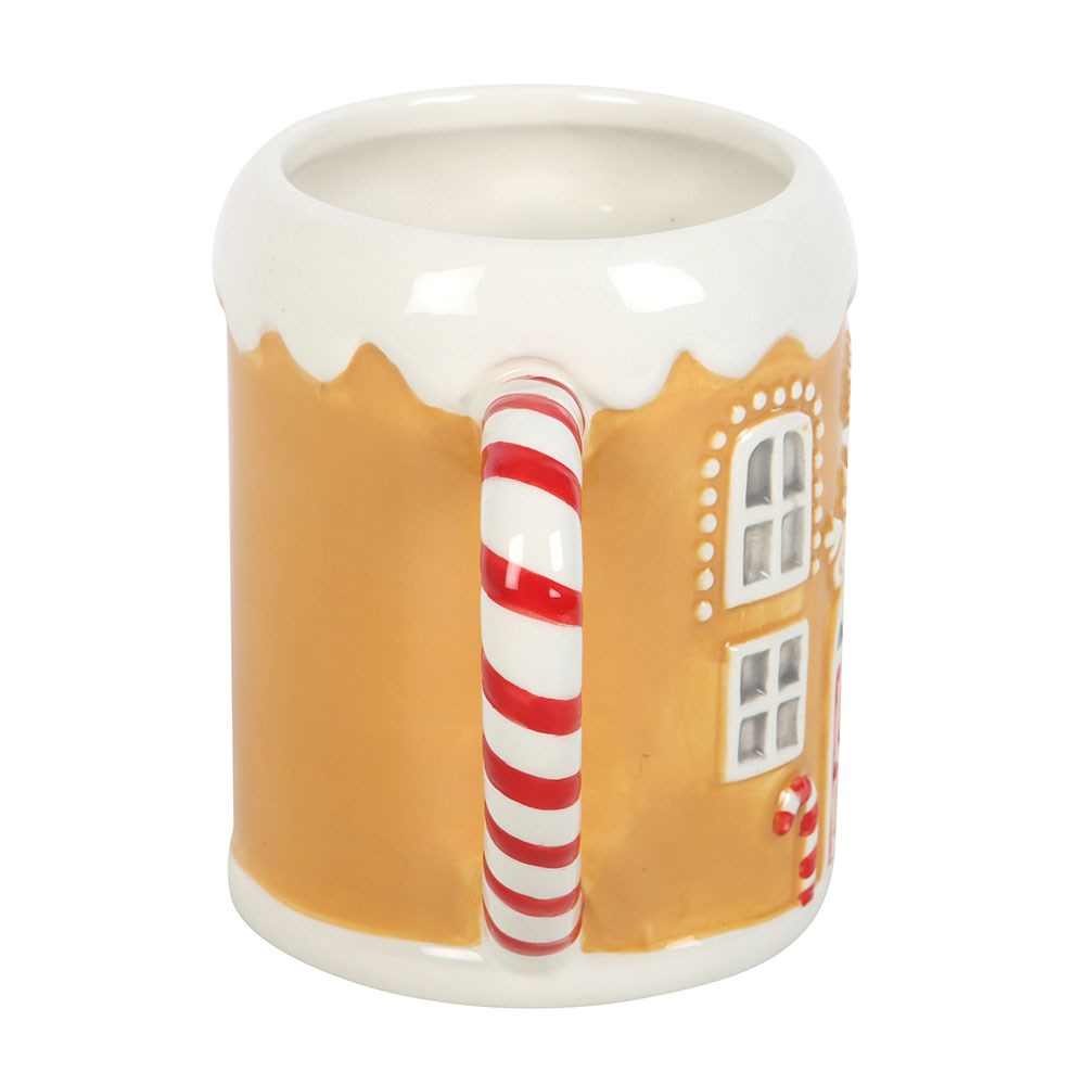 3D Tasse Weihnachten Becher mit Zuckerstangen-Lebkuchenhaus