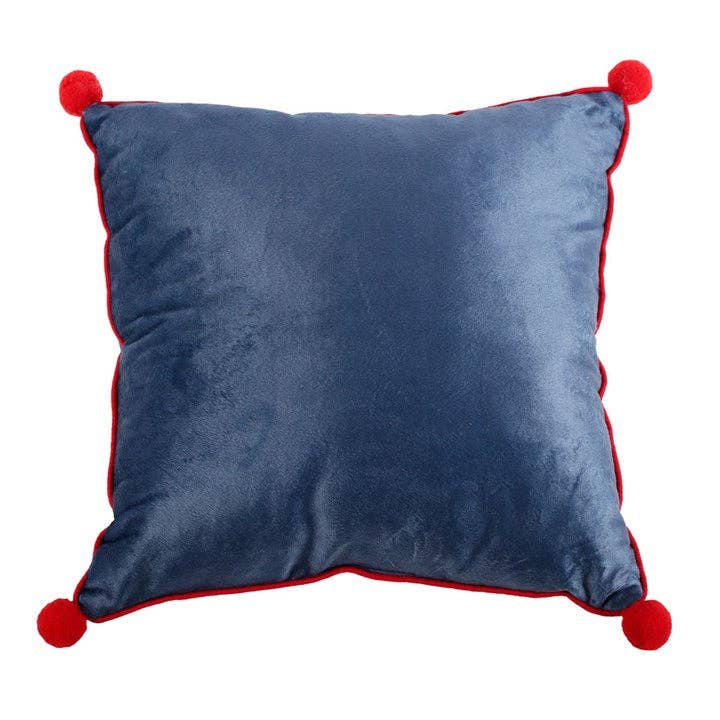 Quadratisches Kissen mit Zwergenmuster und Pompons, 35 cm