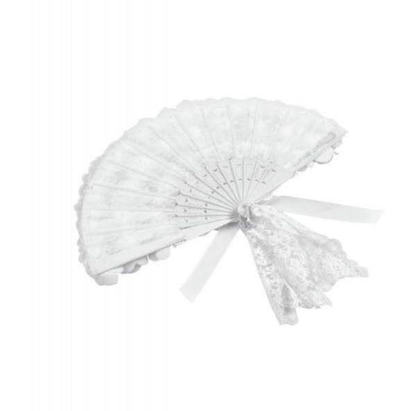 Weißer Hochzeitfächer aus Rosen und Spitzen