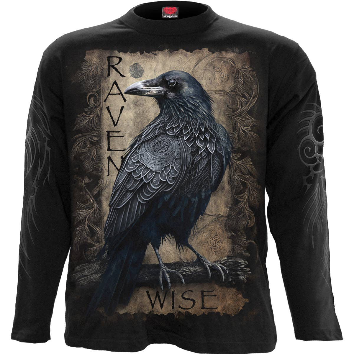 RAVEN WISE - Langarmshirt Schwarz Raben Longsleeve