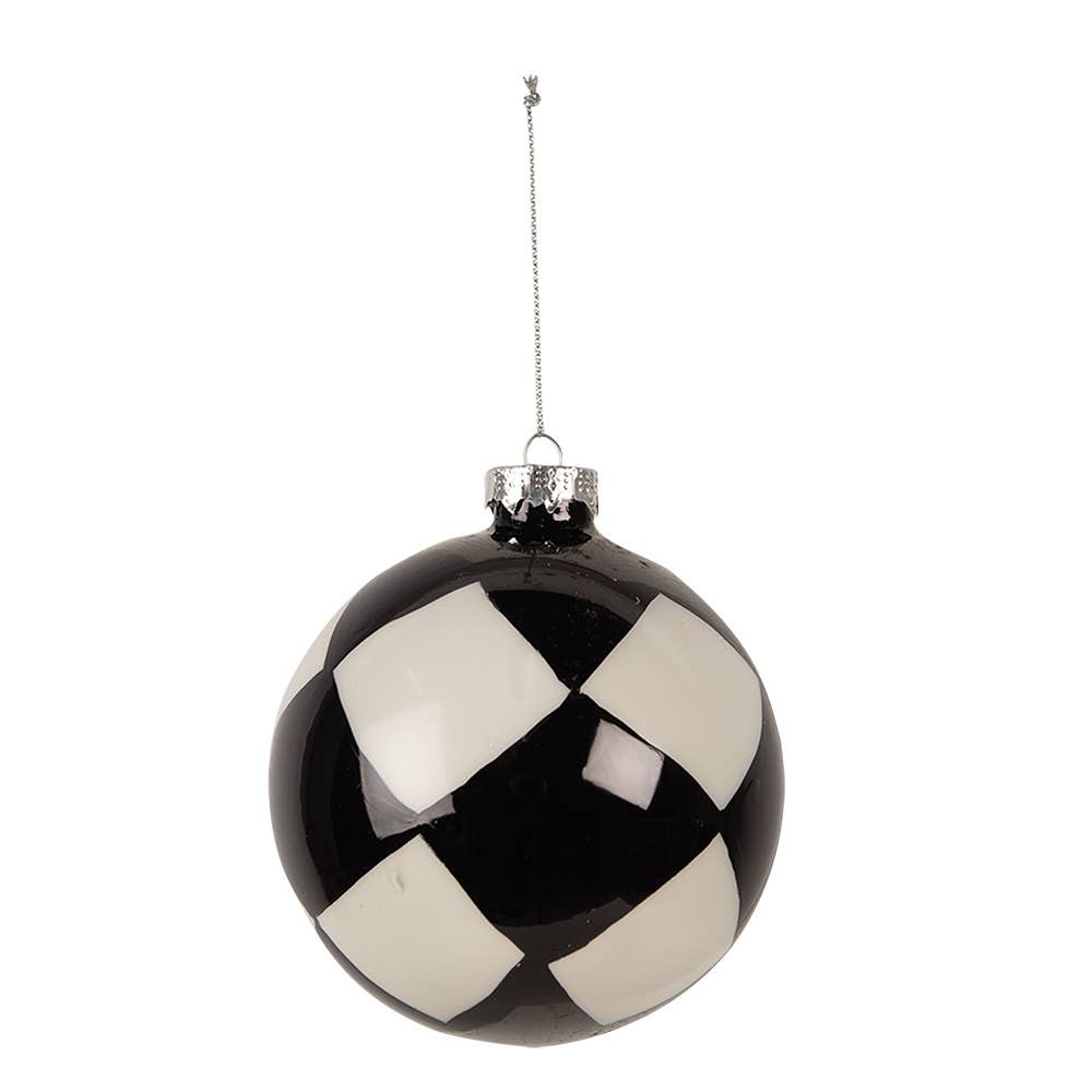 Christbaumkugel Ø 10x10 cm, schwarz-weißes Glas