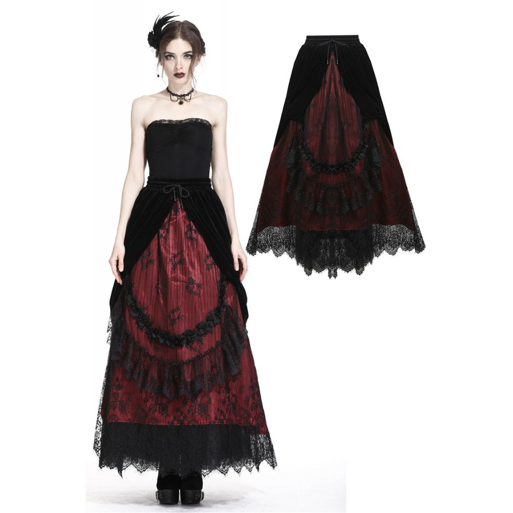 Gothic langer Rock schwarz-rot barock Dark in Love