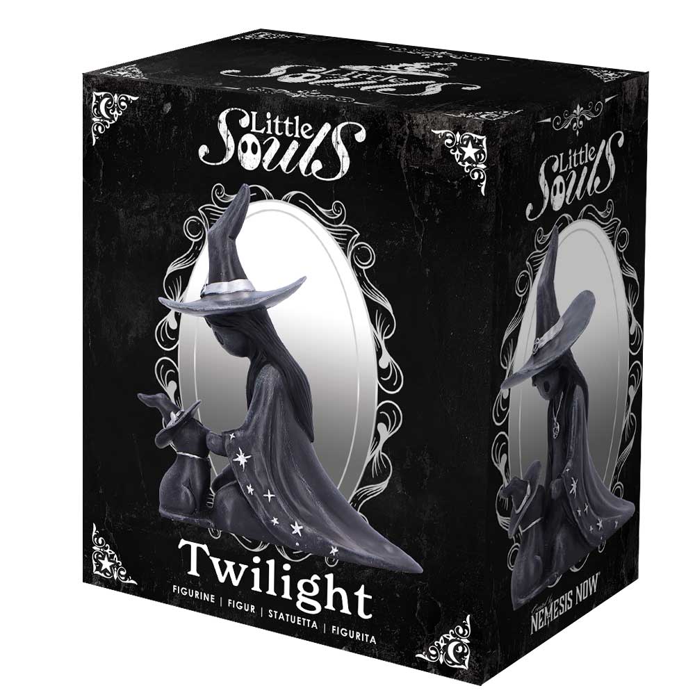 Little Souls - Gothic Dekofigur Hexe mit kleiner Hexen-Katze 10 cm
