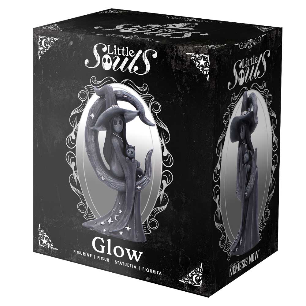 Süße Gothic Hexenfigur Dekofigur "Little Souls Glow" 13.4 cm Hexe mit Katze im Arm