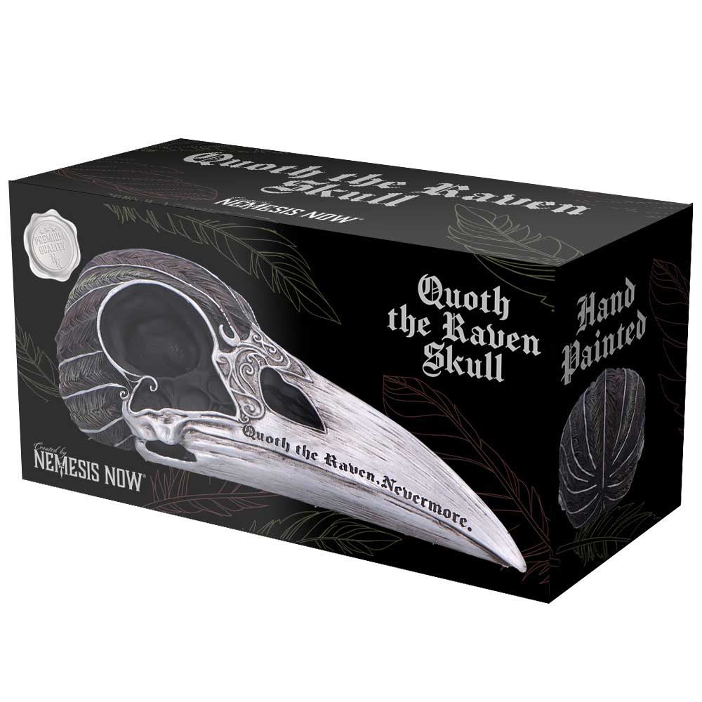 Mystischer Quoth The Raven Rabenschädel – Gothic Dekofigur Rabe 20 cm Edgar Allan Poe