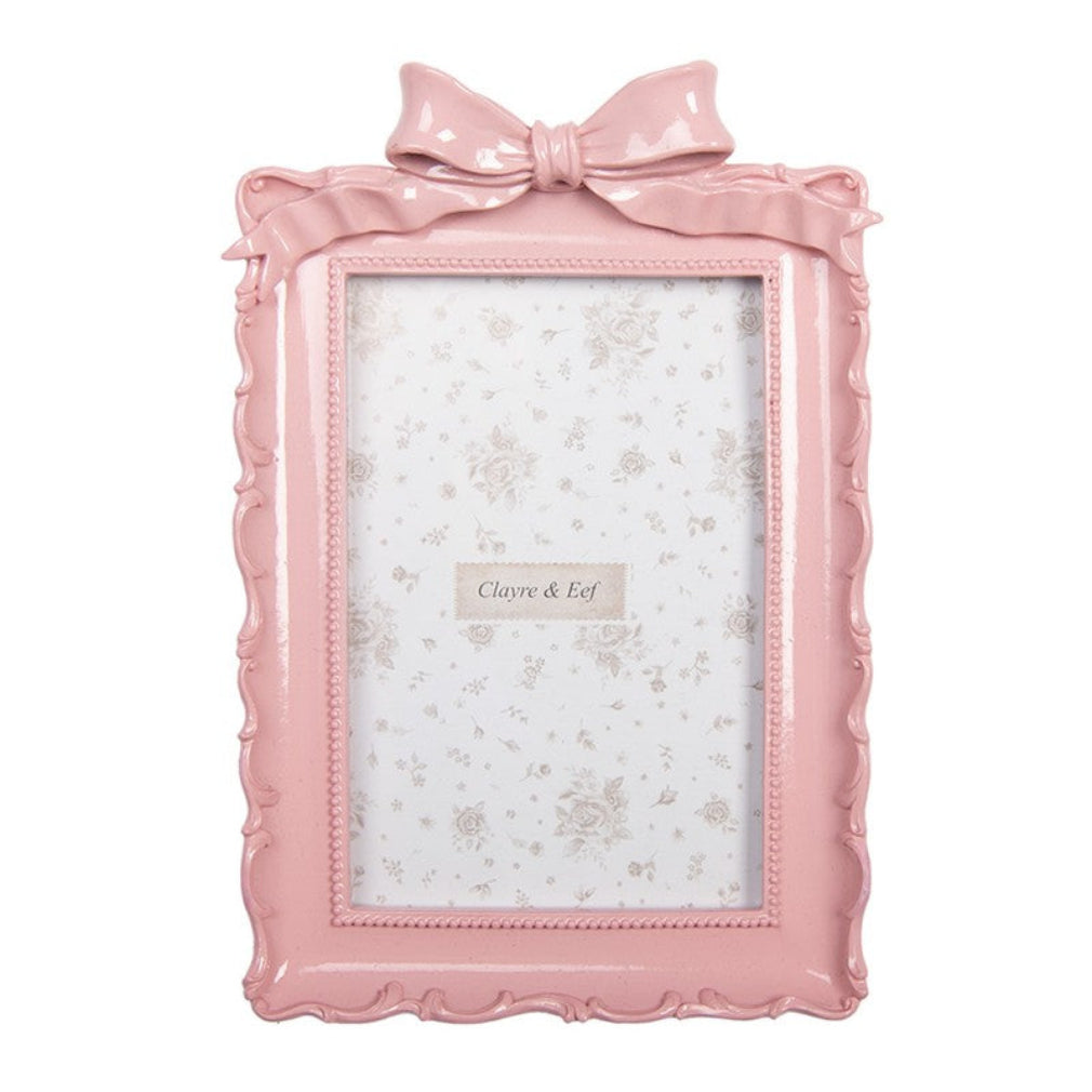 Bilderrahmen vintage in rosa mit Schleife 10 x 15 cm
