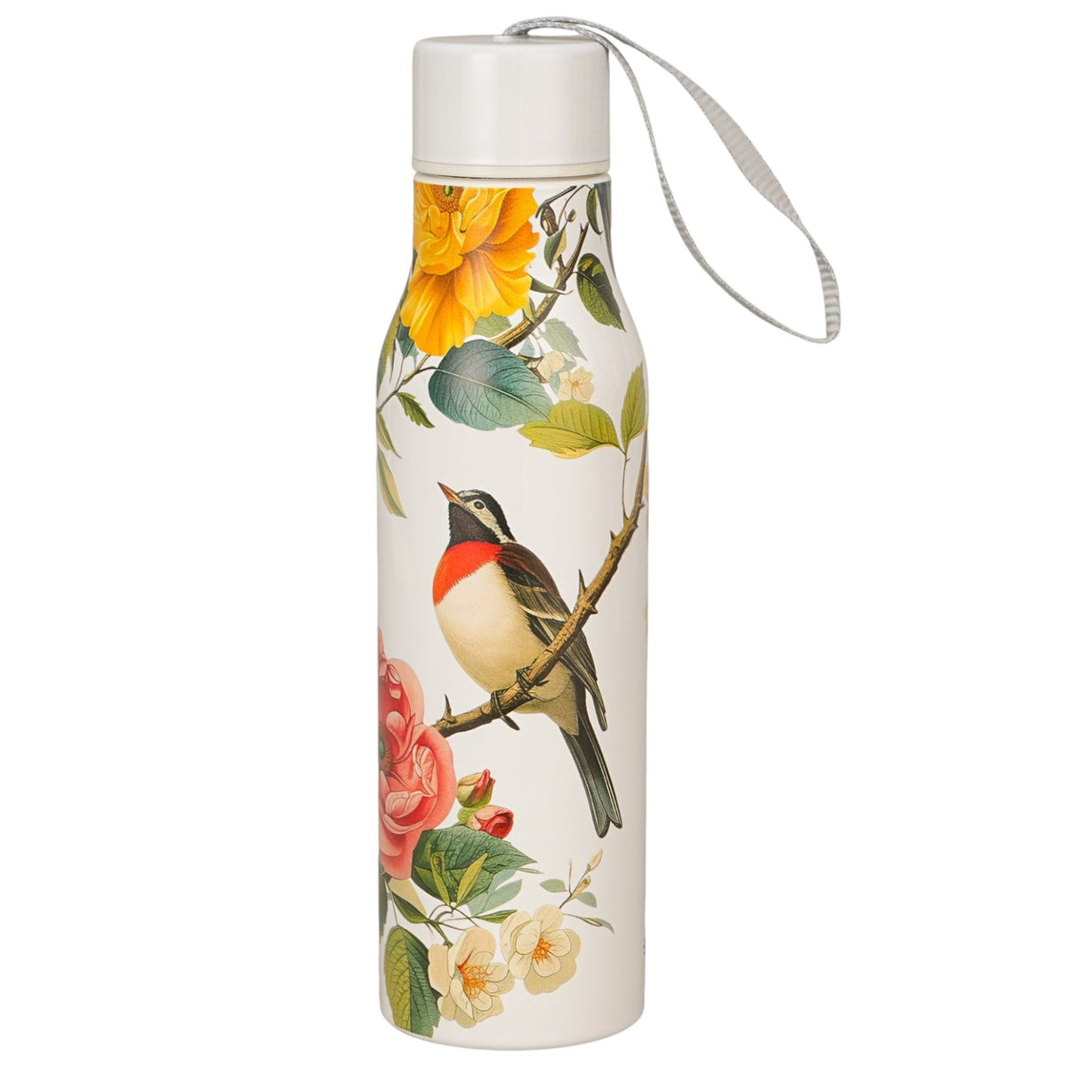 Thermosflasche „April“ Kwiaty Classic 500 ml, Blumen-Motiv, Edelstahl Duo Vogelmotiv