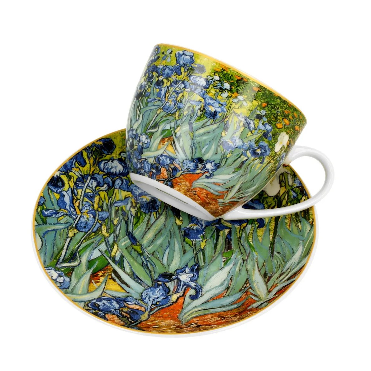 Vintage Duo Tasse mit Untertasse von Gogh Iris 260 ml