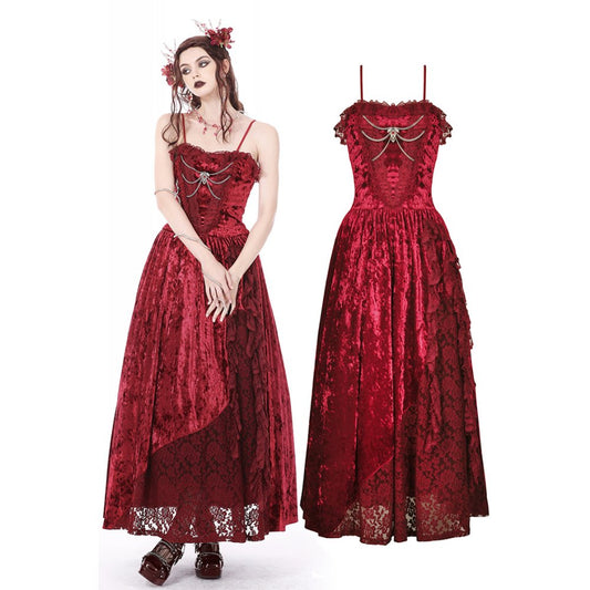 Dark in Love rotes Samtkleid mit Spinne