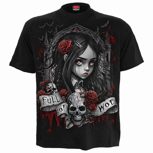 FULL OF WOE - T-Shirt mit Frontprint Schwarz Gothic