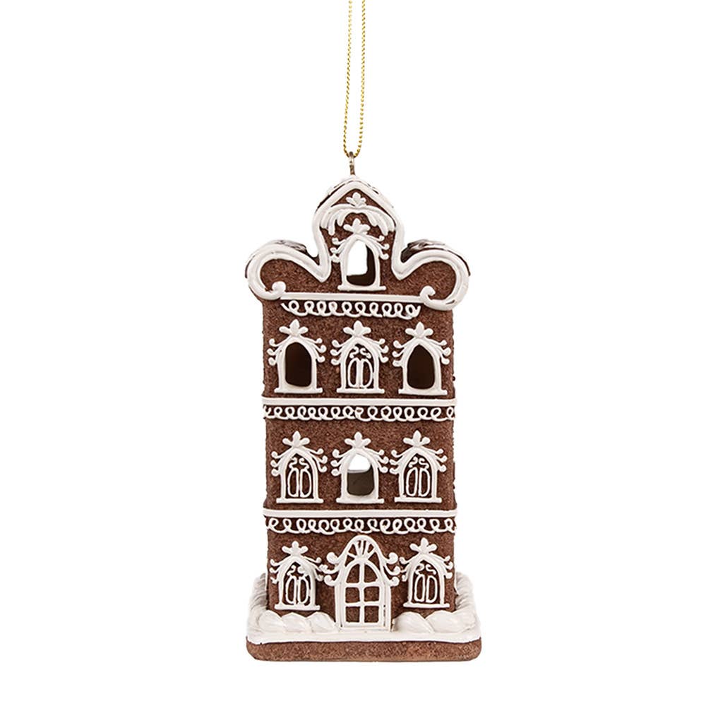 Weihnachtsanhänger mit LED-Lebkuchenhaus 7x6x12