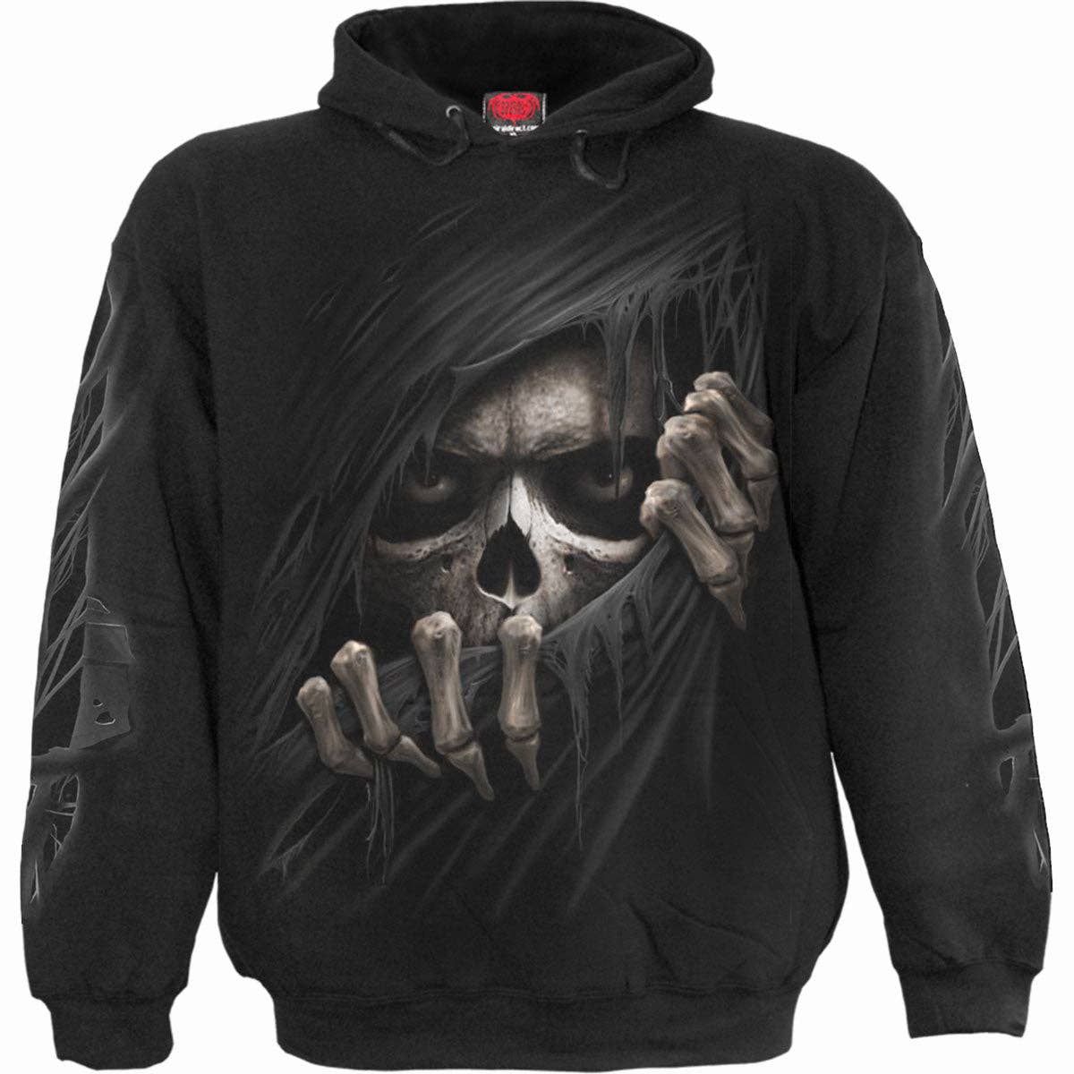 Gothic düsterer Spiral Hoodie "Grim Reaper" schwarz