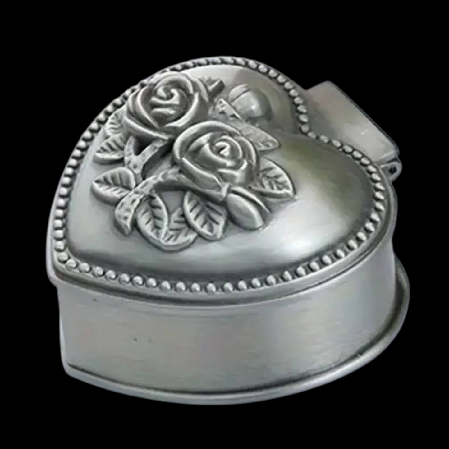 Vintage Schmuckkästchen aus Metall Herz mit Rosen