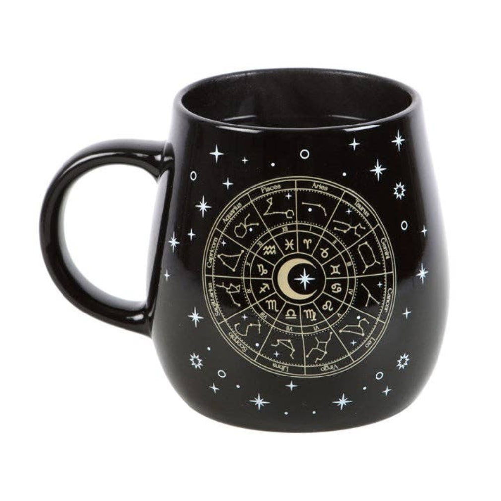 Astrologie Wheel Heat Thermobecher schwarz Gothic Tasse